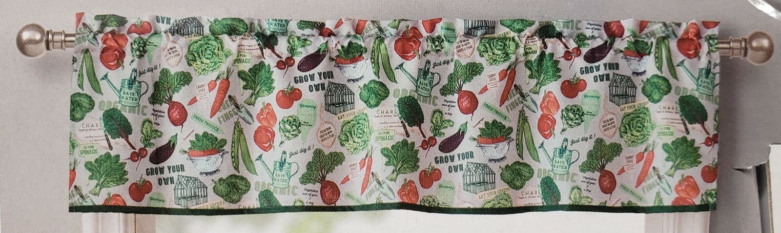3 pc Curtains Set: 2 Tiers (27″ x 36″) & Valance (56 “x 15”) GARDEN VEGGIES, RH