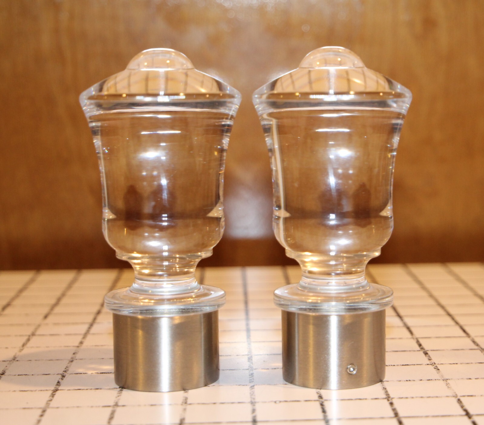Houles Drapery Rod Finial Clear Acrylic & Chrome Finish for 1.5″ rod