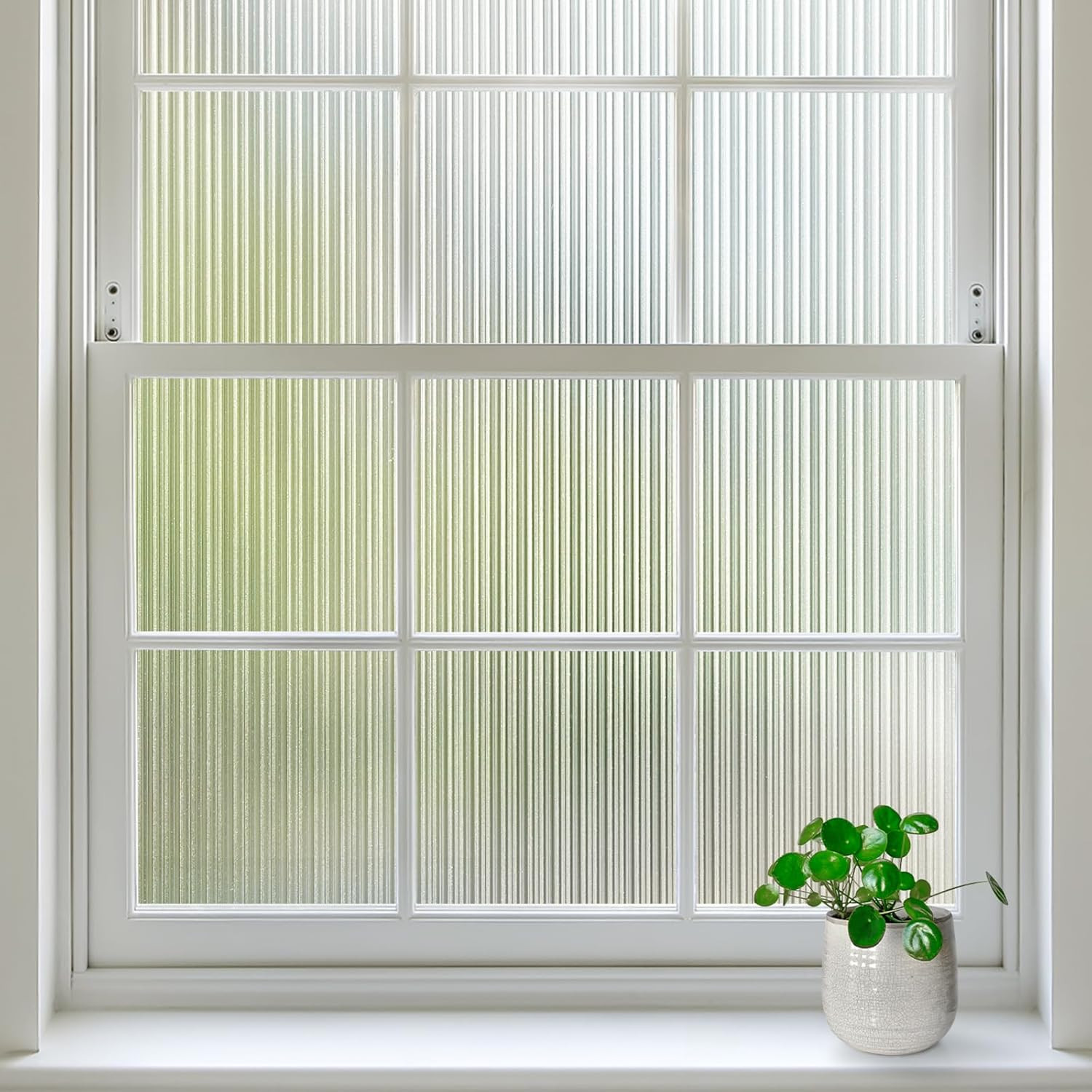 Reeded Glass Window Privacy Film, Non Adhesive Frosted Glass Window Film, Static