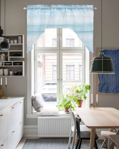 Gradient Swag Valances for Windows,Modern 56″W x 36″L (Pack of 1) Aqua Blue