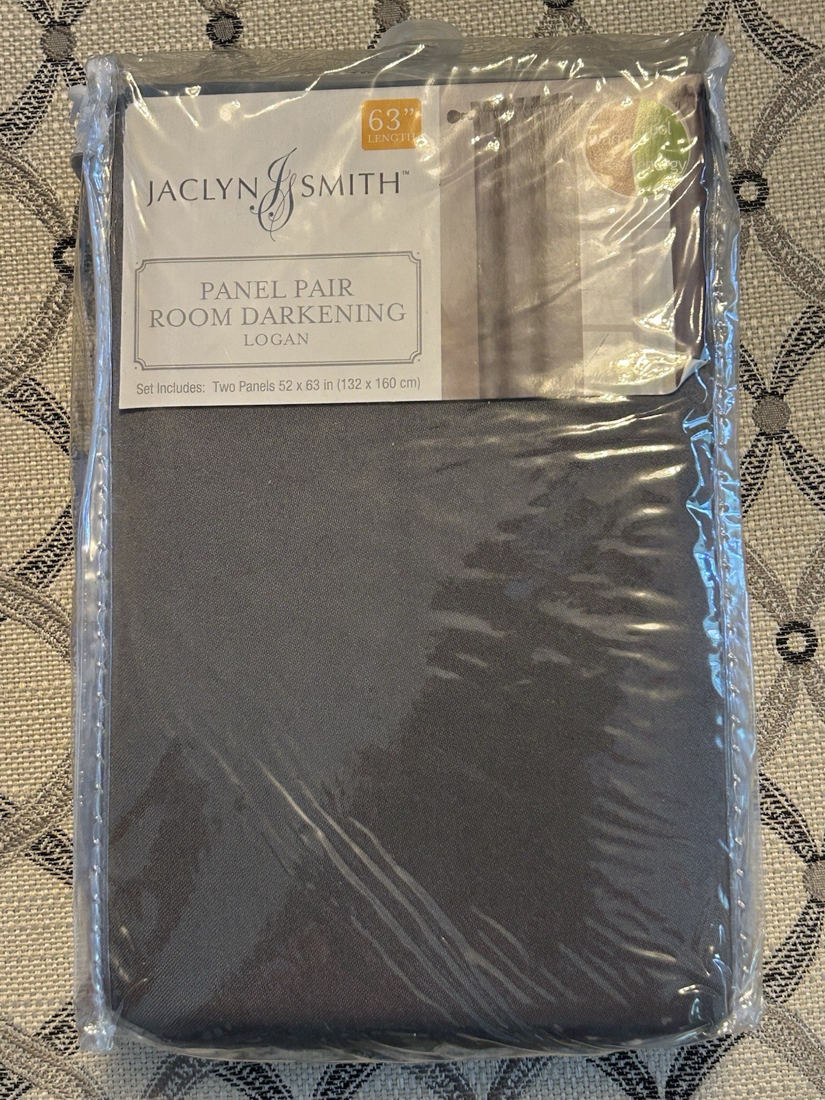 Jaclyn Smith Room Darkening Panel Pair Logan 52”x63” 100% POLY Metal Color New