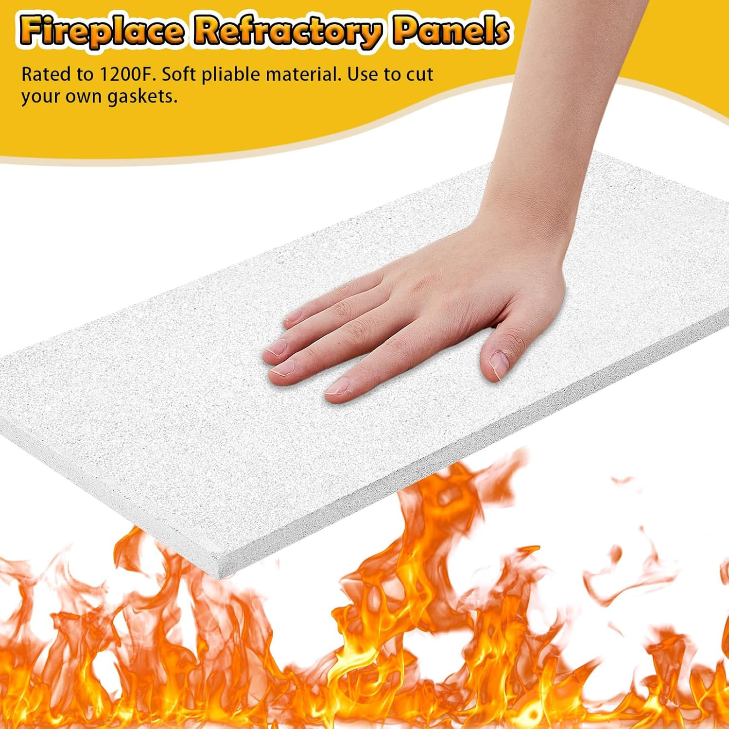 4 Pcs Fireplace Refractory Panels 11.75 X 21 X 0.5 Inches Baffle Board for Wood