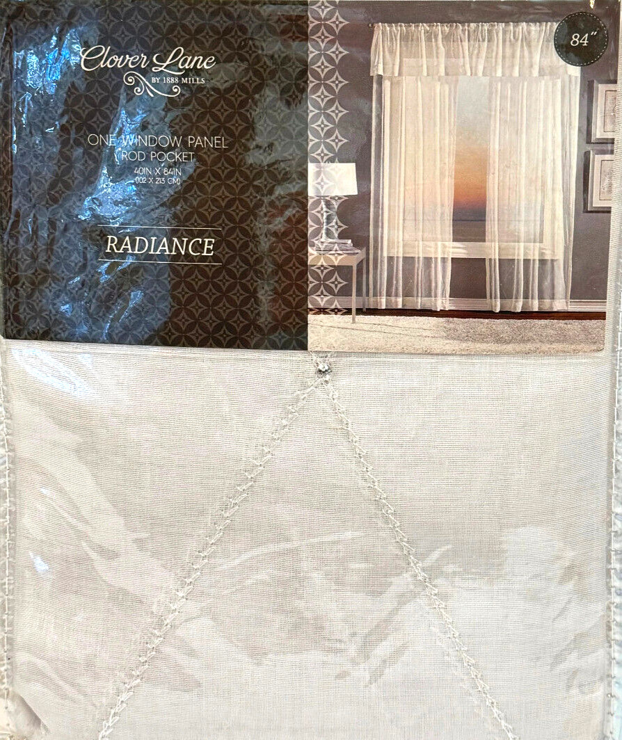 1888 Mills Clover Lane Radiance Window Panel 40″ x 84″ White Sheer Embroidered