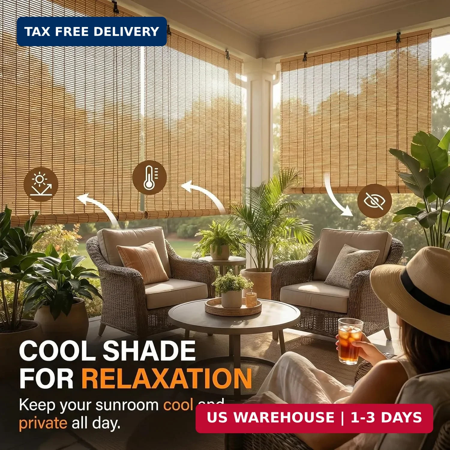 HIAPES Bamboo Blinds for Interior Window, Bamboo Shades for Indoor Windows, Cust