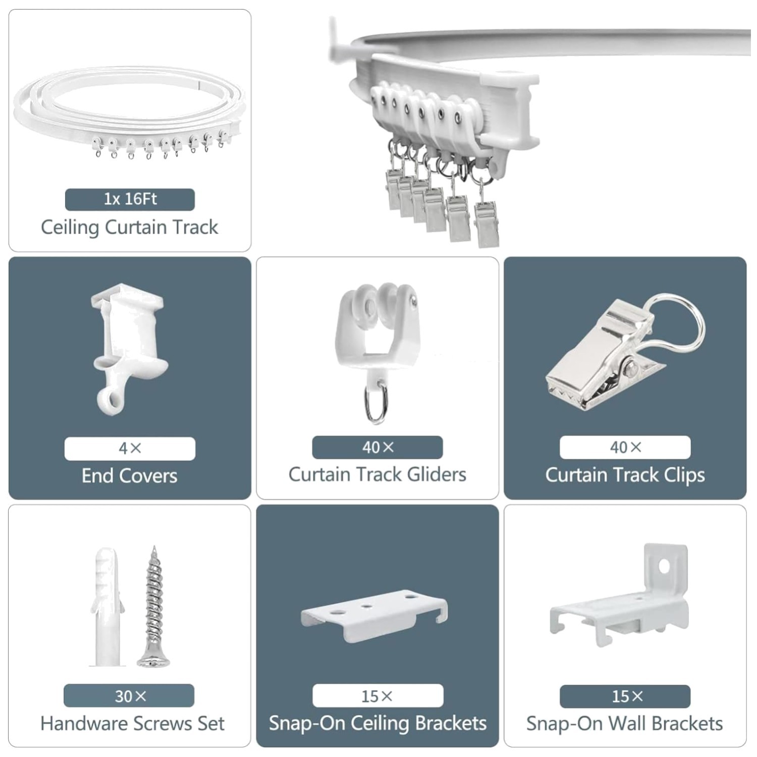 Flexible 16ft Ceiling Curtain Track System