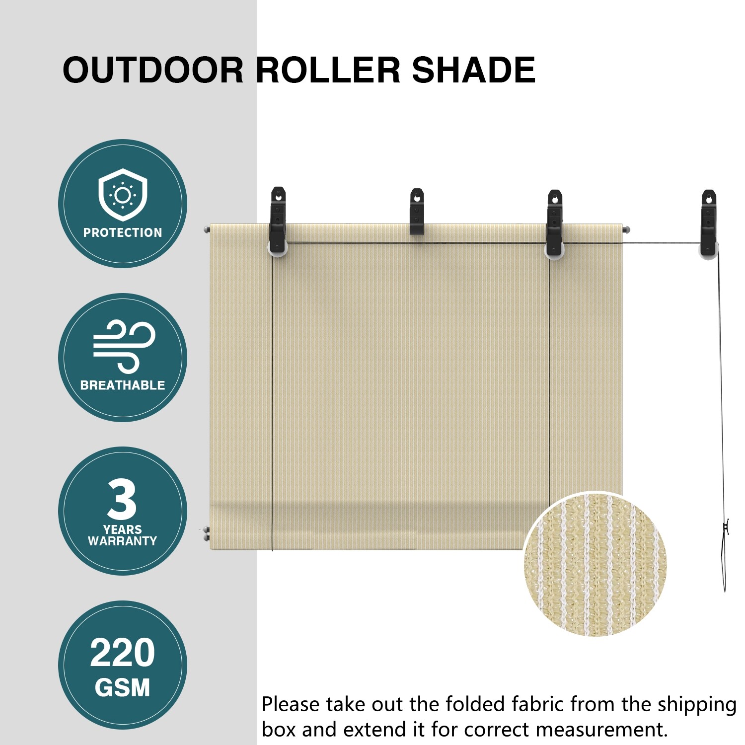 Roll Up Shade Roller Shade UV Blind Screen for Outdoor Patio Porch Deck Gazebo