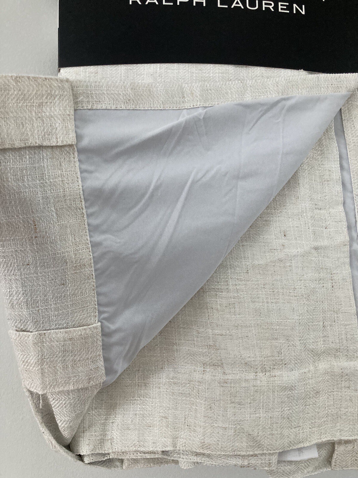 2 Ralph Lauren Back Tab Panels Curtains Blackout Herringbone Natural Beige 108″