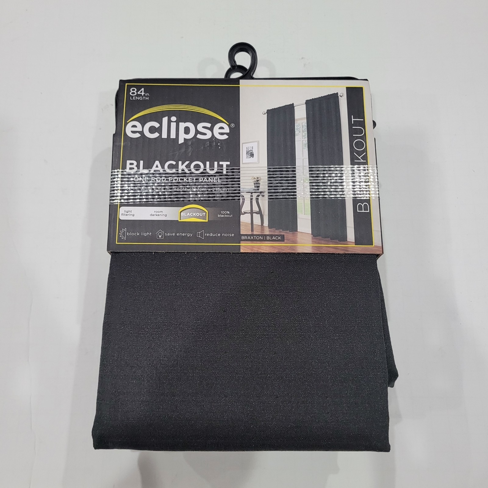 2pk Panels ECLIPSE Blackout Curtain Panel 42″ x 84″ Braxton Black Thermaback
