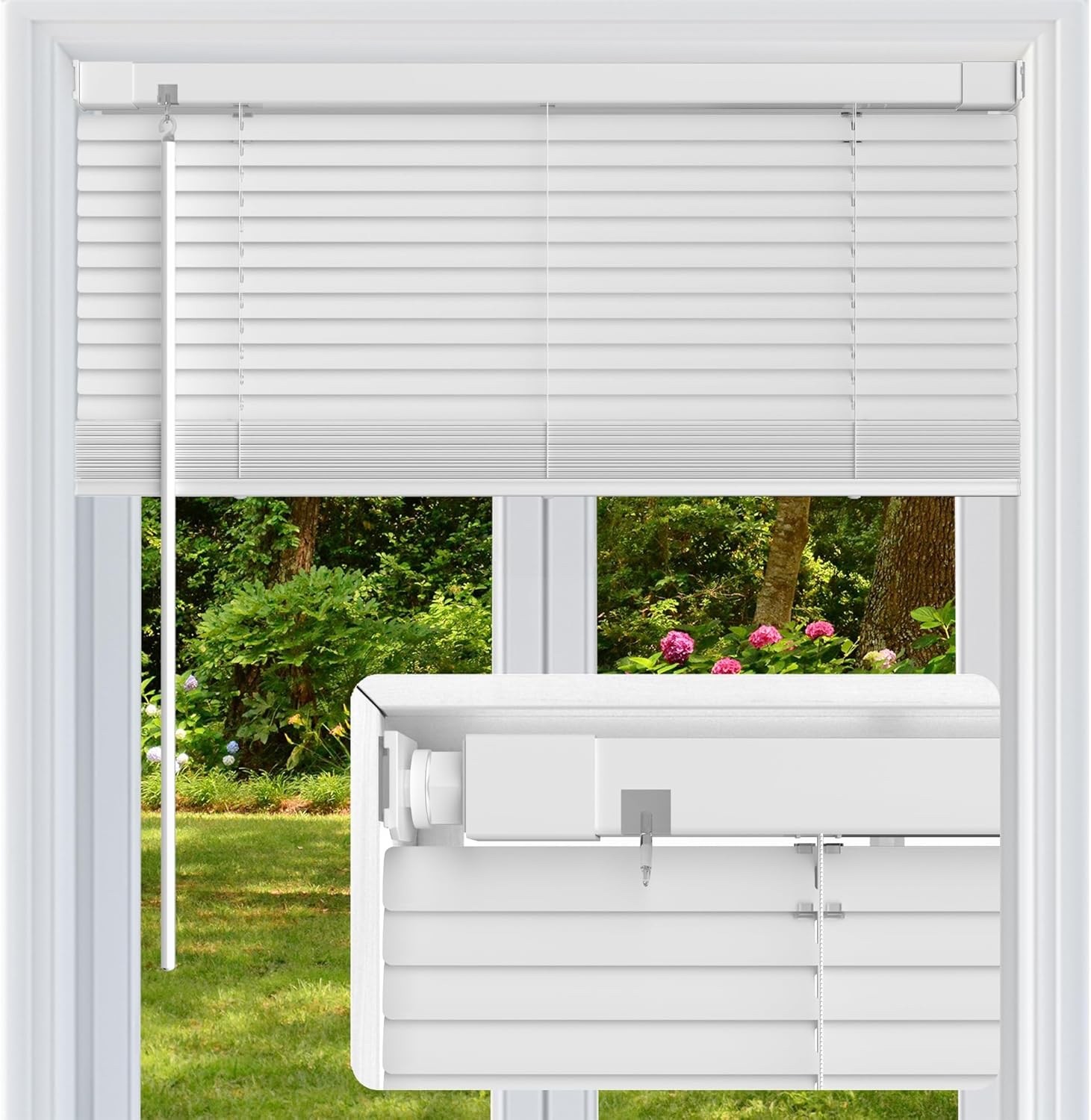 Fabublinds No Drill No Tool 1″ Vinyl Mini Blinds 22.5″W X 48″H Light Filtering