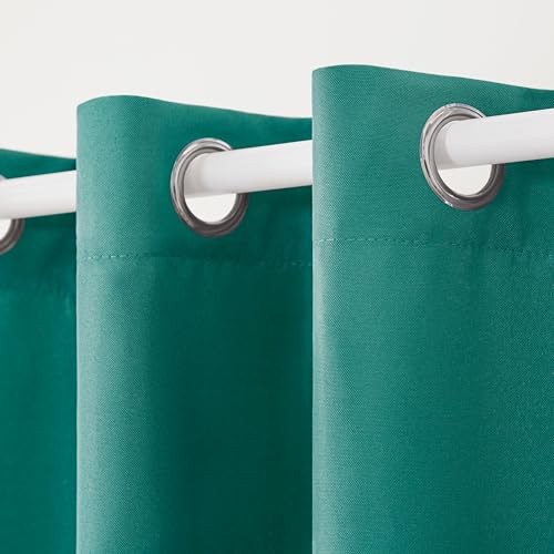 Cabana Solid Heavyweight Indoor Outdoor Curtains, 54″W x 96″L (Pack of 2) Teal