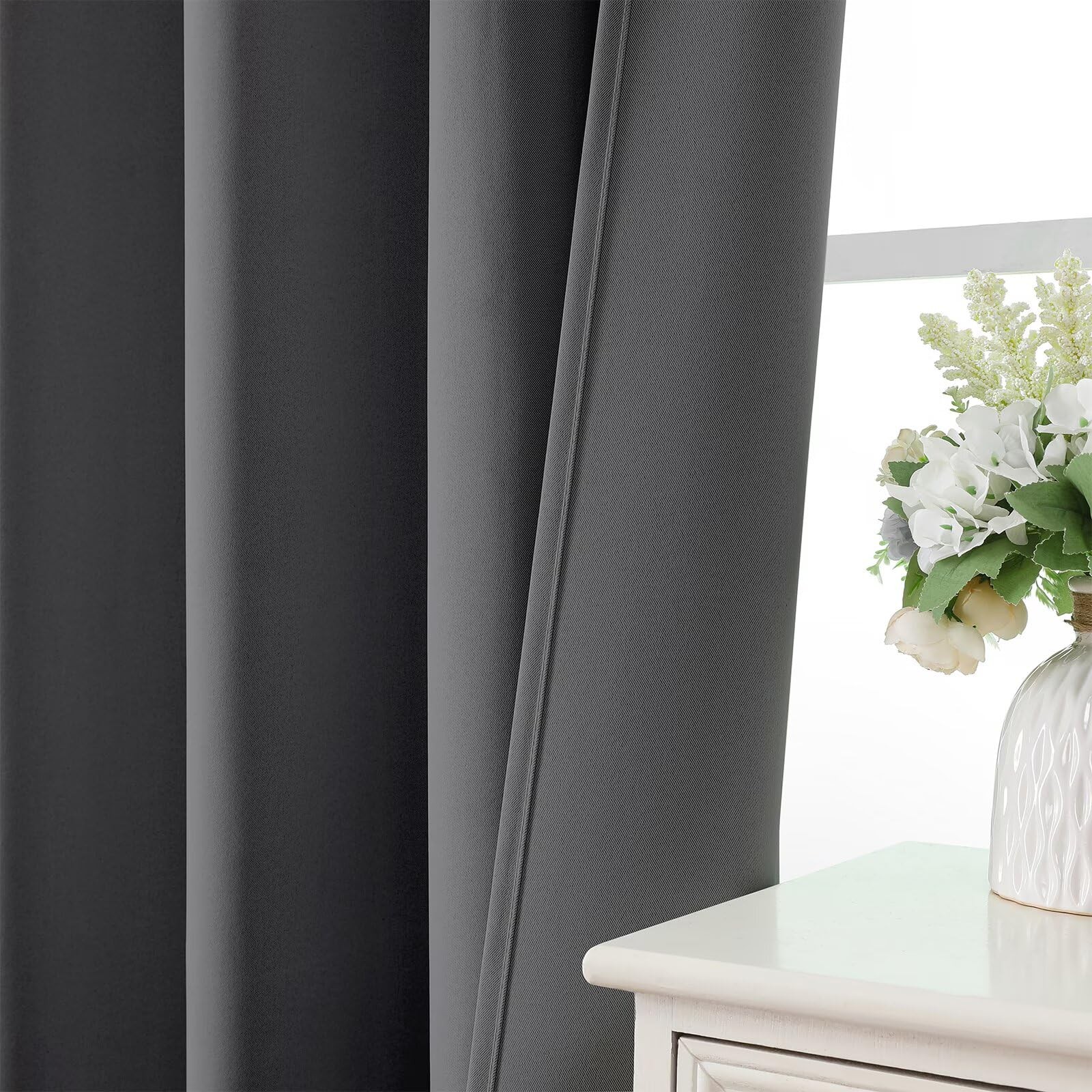 Light Grey Blackout Curtains 52X108 Pack Of 2 Sun Blocking Noise Reducing