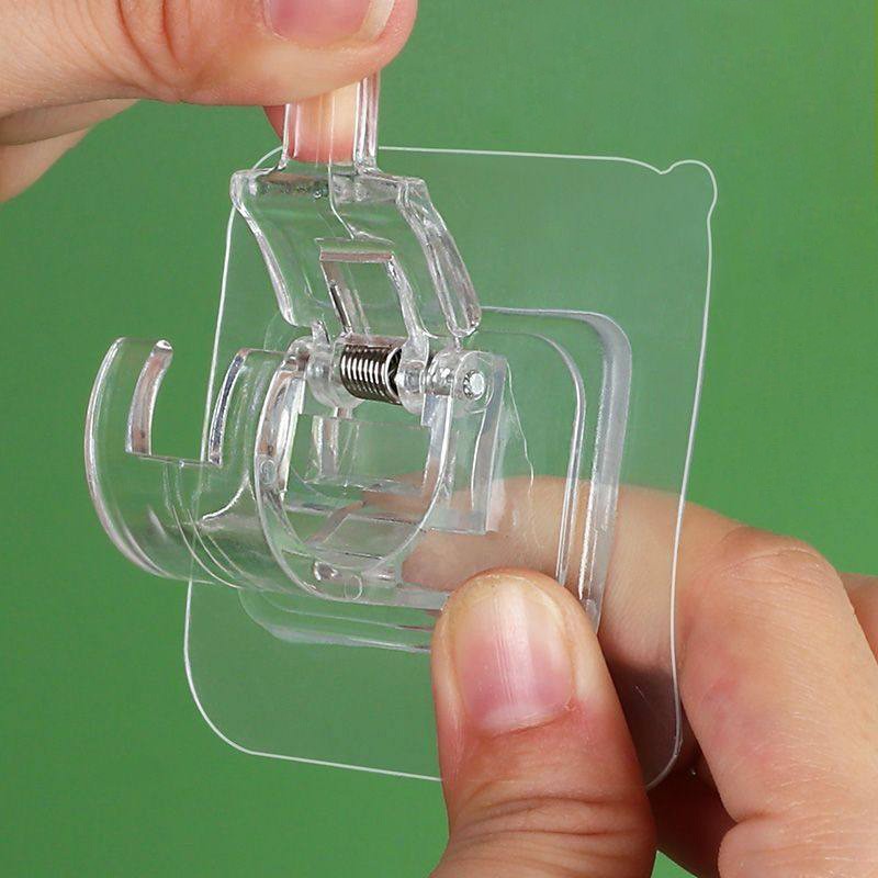Nail Free Adjustable Curtain Rod Clip Self Adhesive Curtain Holder Hook 1-16pcs