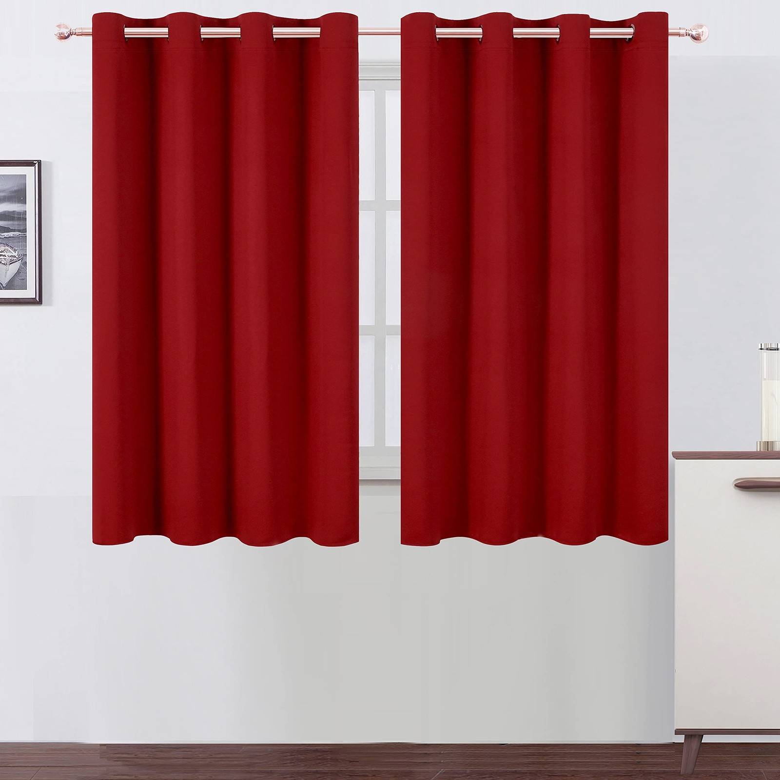 LEMOMO Red Thermal Blackout Curtains 52×54 Inch Set of 2 Room Darkening for Bedr