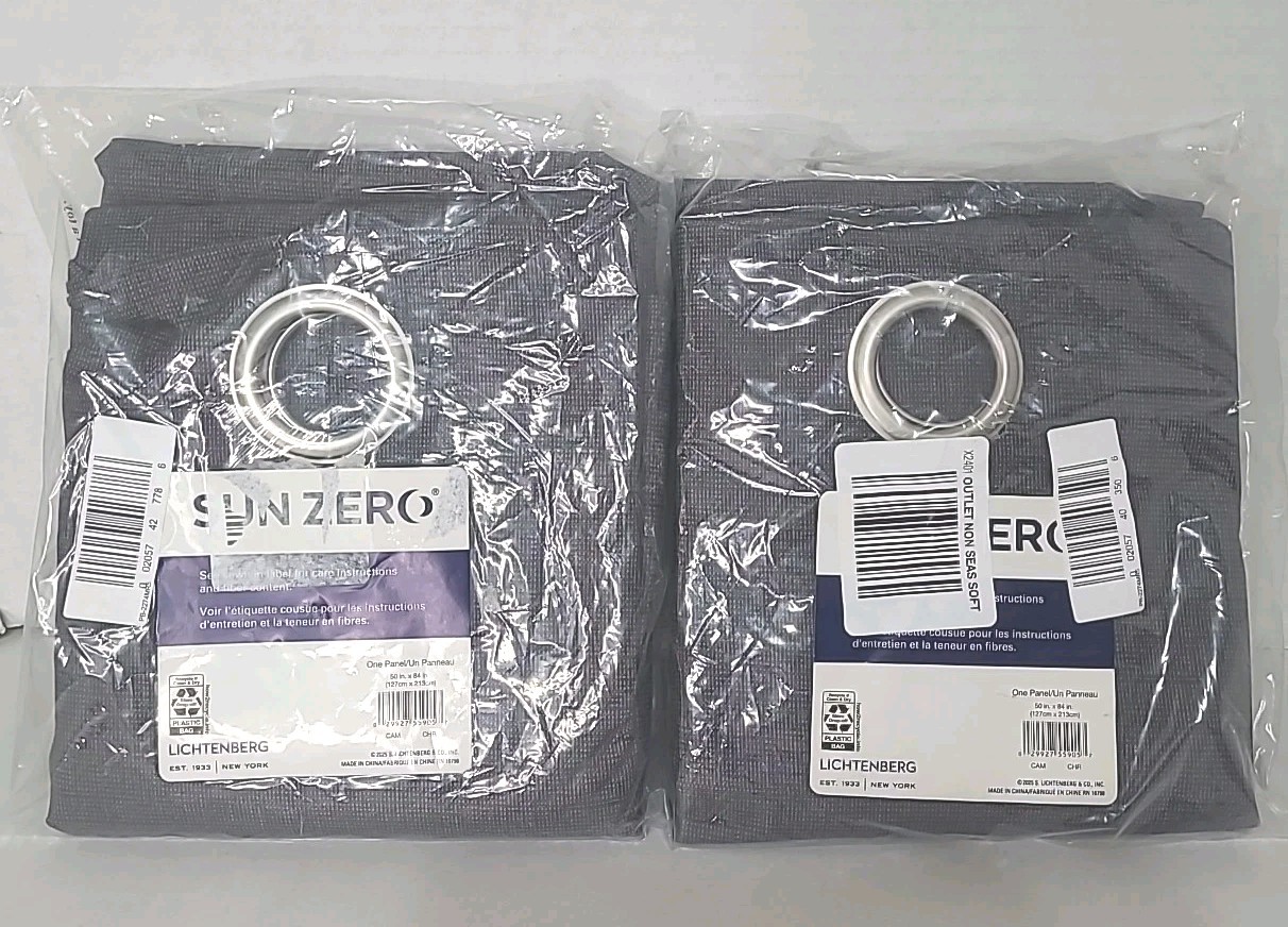 Sun Zero Cameron Room Darkening Grommet Curtain Panel 50″ x 84″ Charcoal 2 Panel
