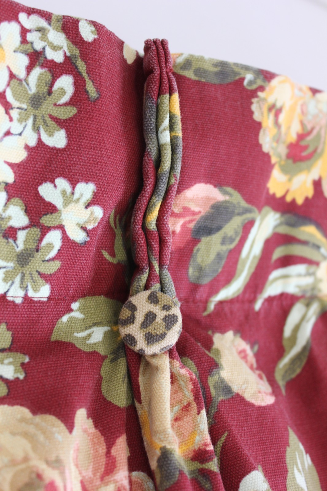 American Living Layered Floral Leopard Valance 48×18 Pinch Pleat Back Tab Cotton