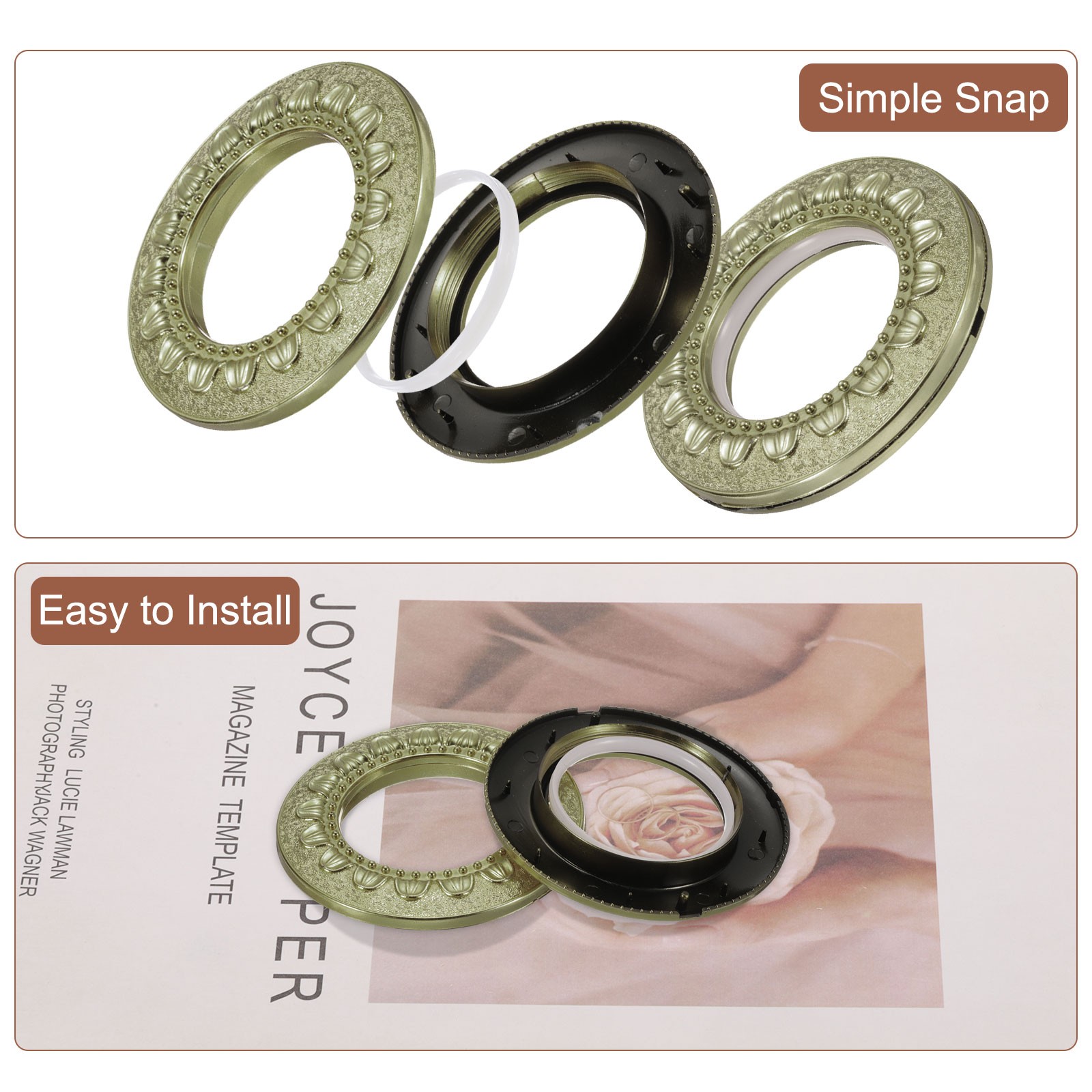 32pcs Curtain Grommets 1-5/7″(42mm) ID Pattern Style Curtain Ring Cyan