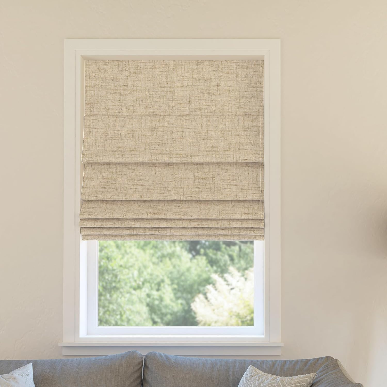 Taupe Total Blackout Cordless Roman Shade, 35″ W X 64″ H – Seraphina