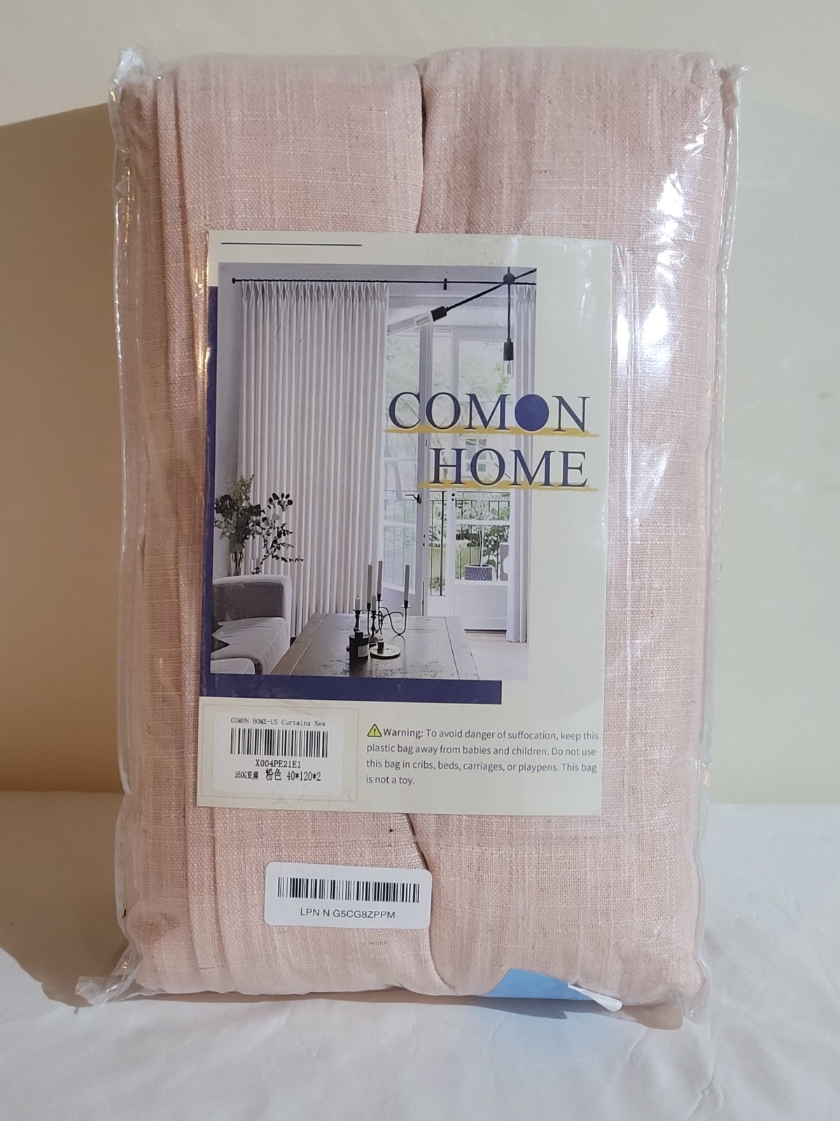 Comon Home Light Pink Linen Curtains. Large Full Length 40cm x 120cm x 2cm New