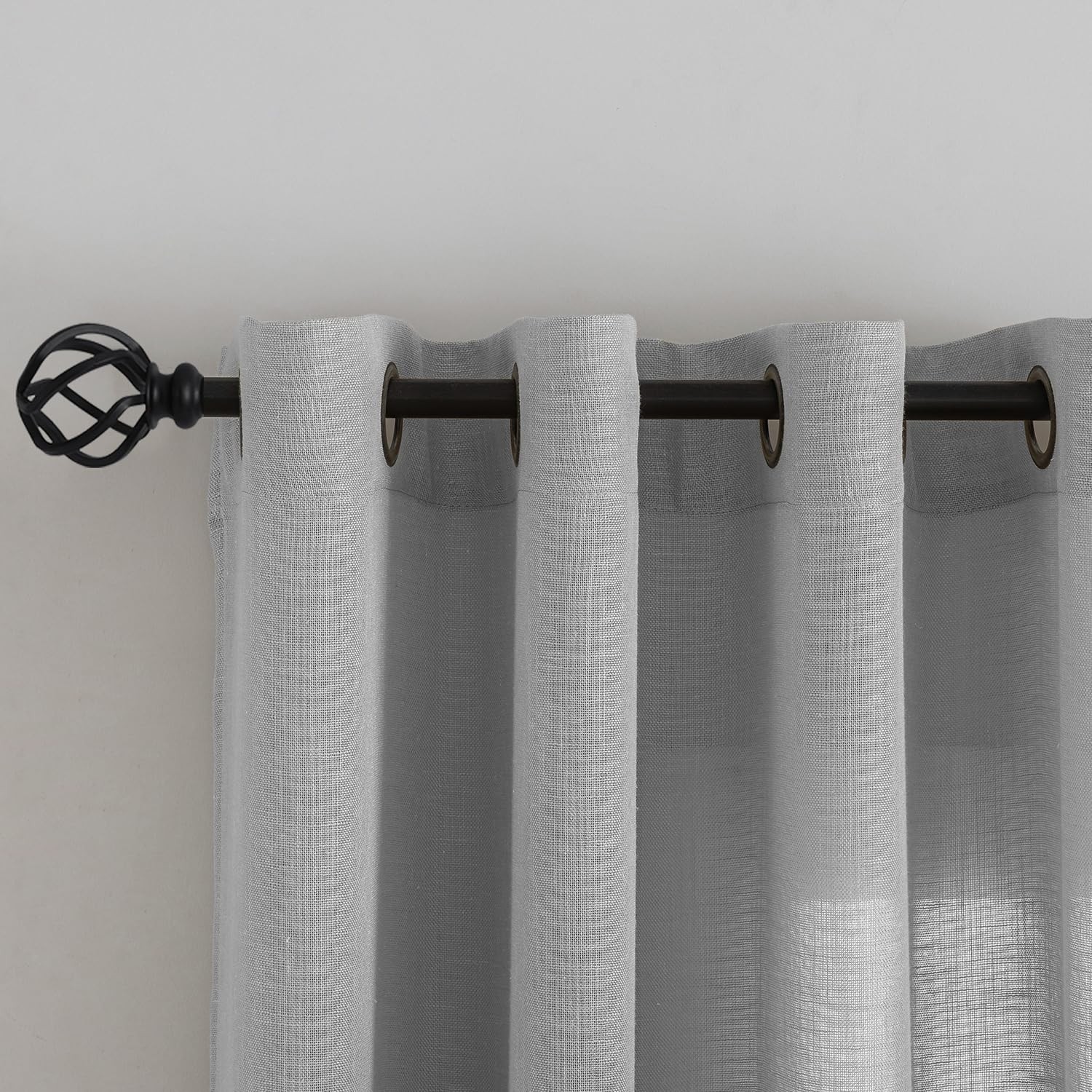Voilybird Linen Gray Grommet Curtains 108 Inches Long For Living Room Boho Semi