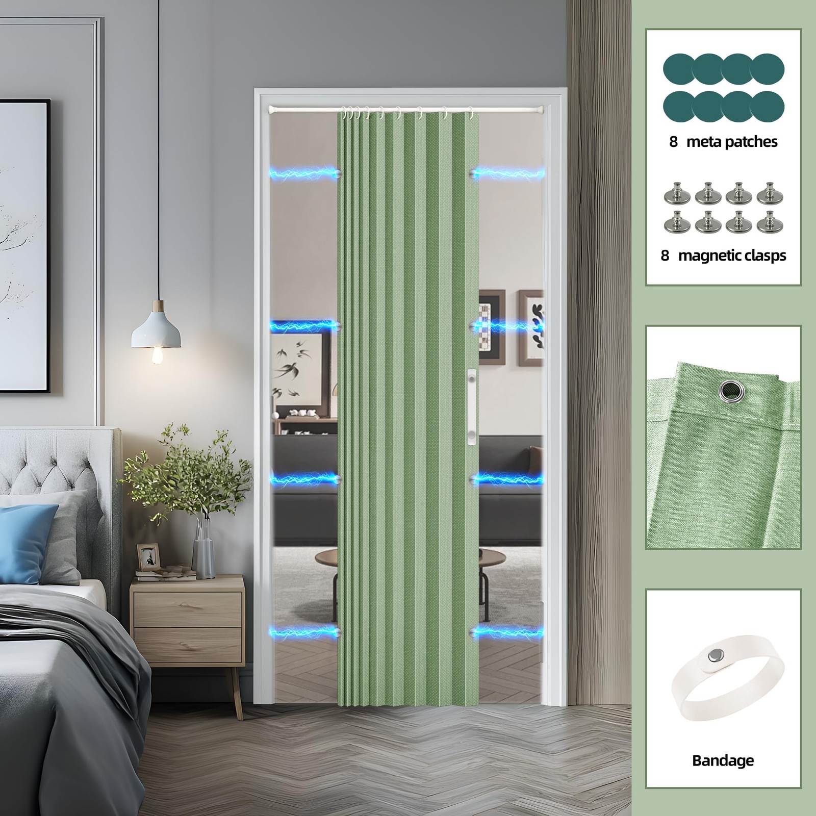 Magnetic Blackout Door Curtain, Foldable Room Divider, Suitable for Bathroom/…
