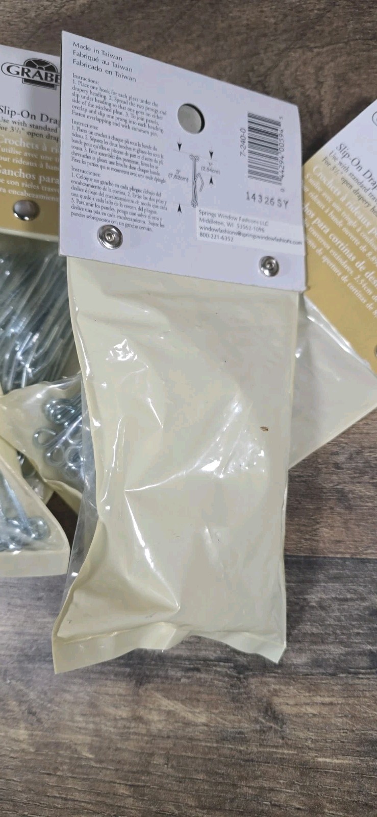 Graber Slip On Drapery Hooks with 1″Inch Drop for 3 1/2″ 5 Sets of 14 NEW
