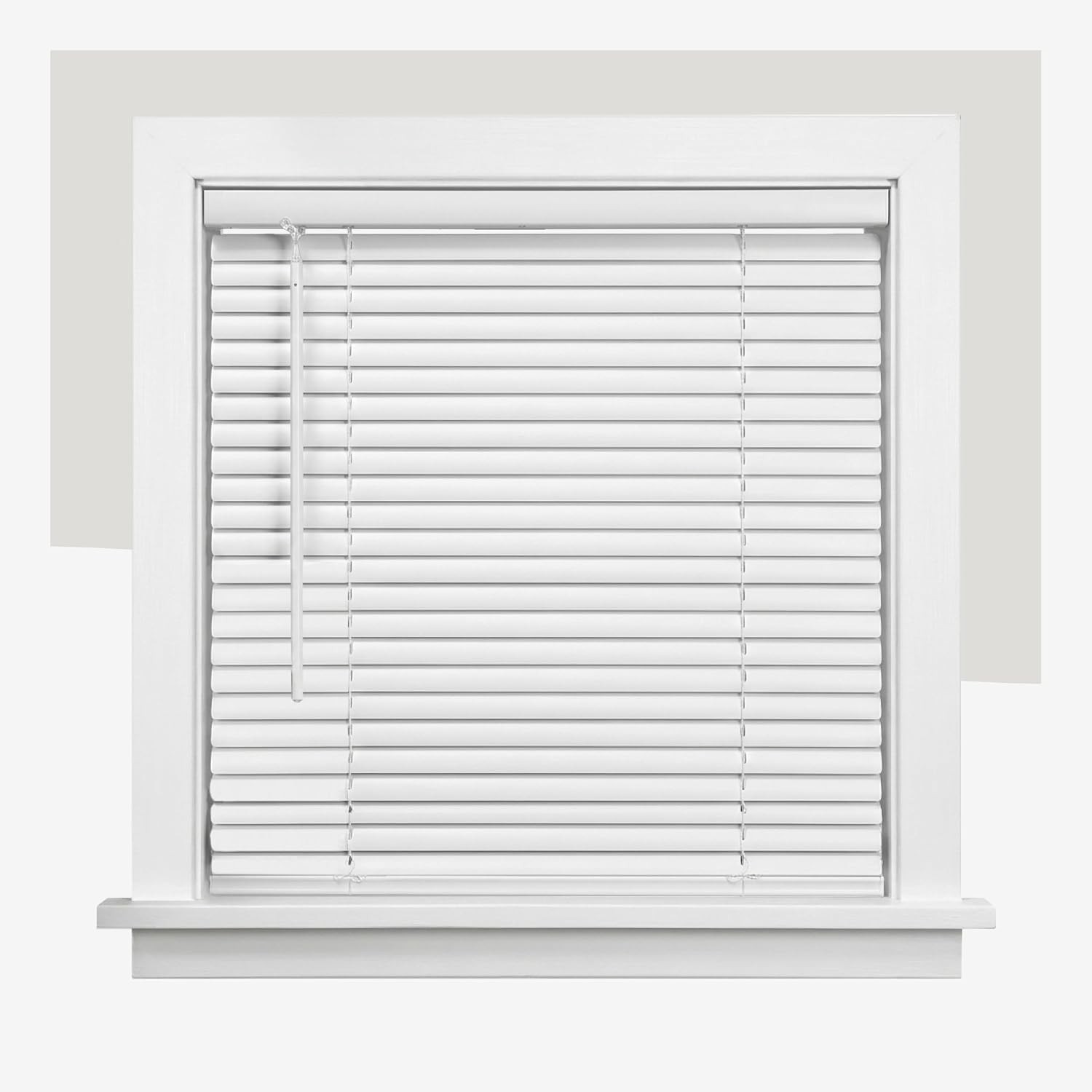 Cordless Mini Blinds for Indoor Windows, 29″ W x 48″ H, White Vinyl 1″ Slats …