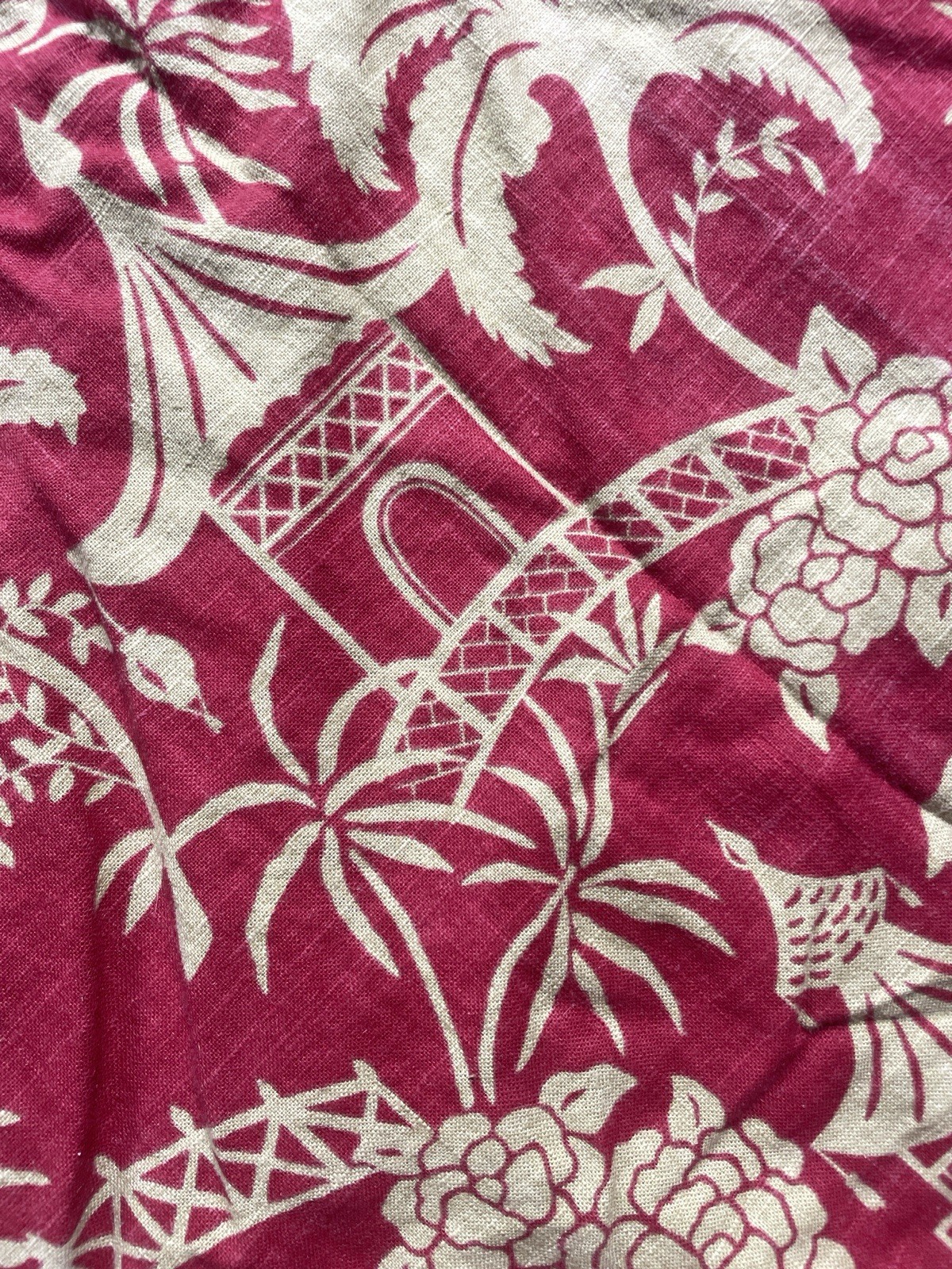 Vintage Set of 4 Pinch Pleat Curtains 70s MCM 108” Long Red Green Drapes Retro