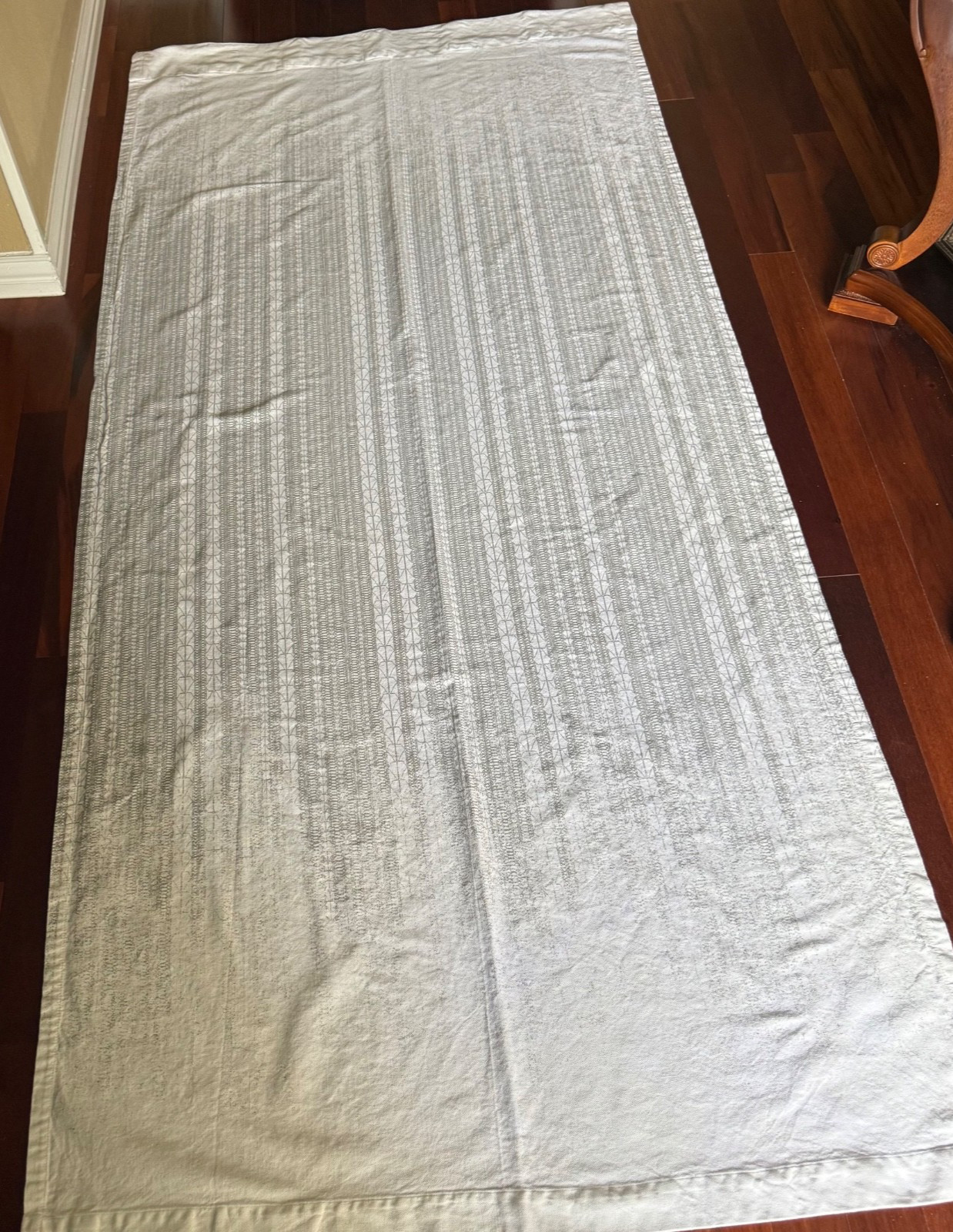 West Elm Echo Print Gray Curtain Panels (2) Opaque Back Tab Rod Pockets Cotton
