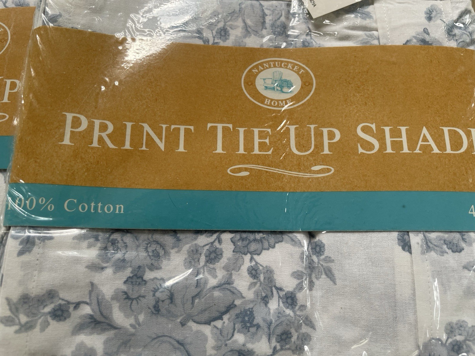 NWT Nantucket Home – 2 Tie Up Shades- Blue Toile – 100% Cotton- 42 x 63”