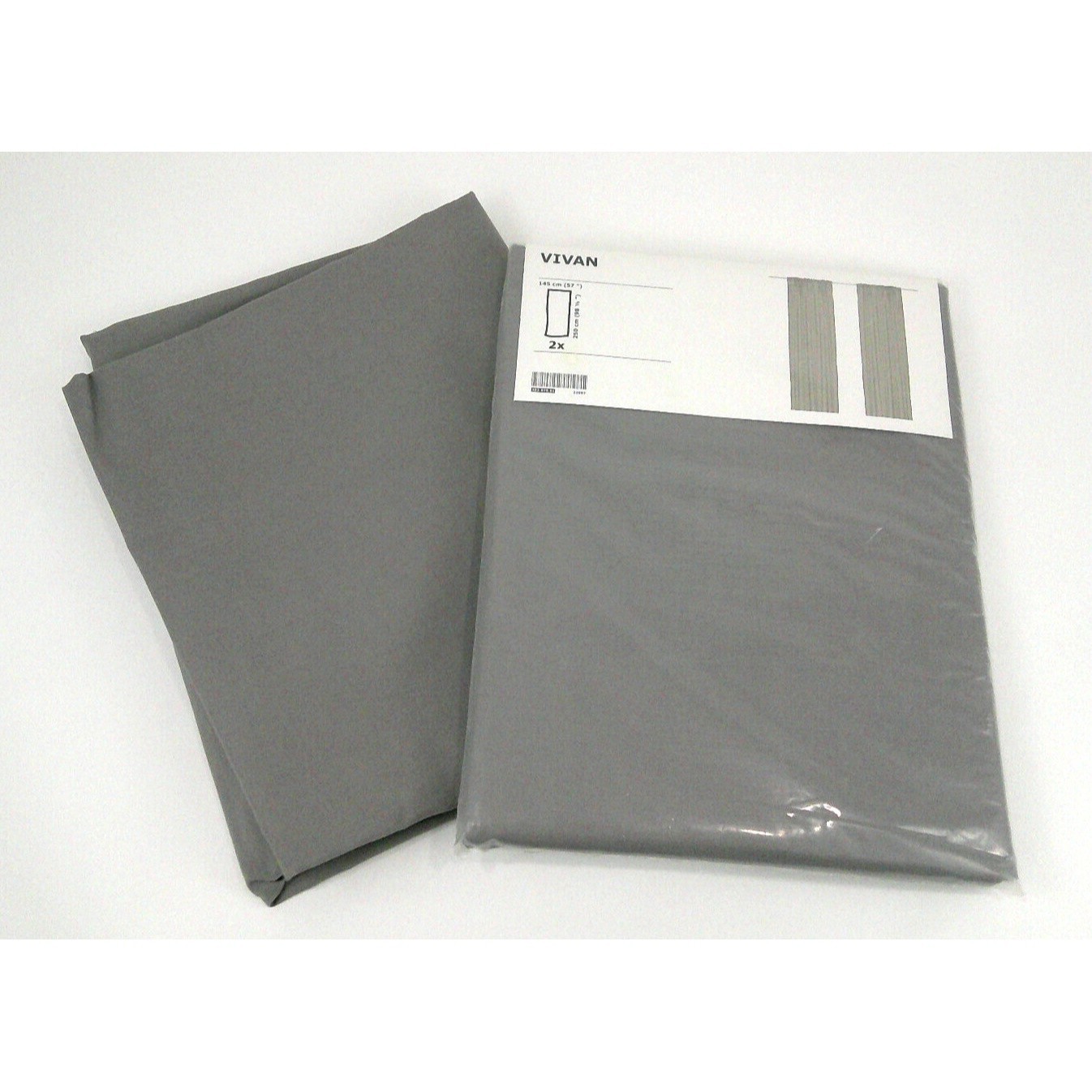 IKEA Vivan Curtains Gray 57×98.5 3 Panels Solid Opaque Polyester Cotton Drapes