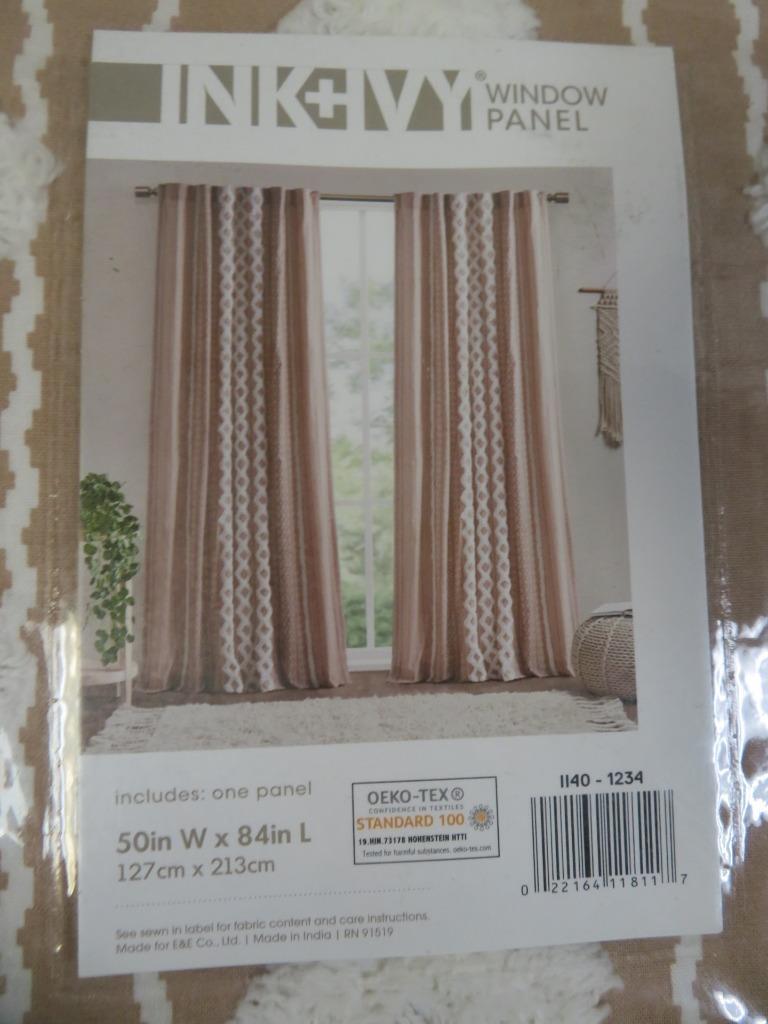 Ink + Ivy Imani Blush 50″ x 84″ Cotton Window Curtain Blush Pink Chenille Stripe