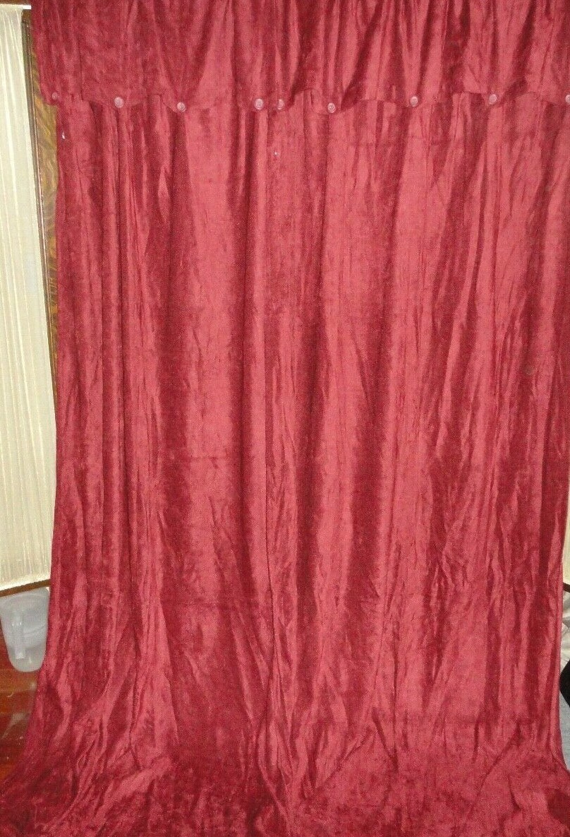 CROSCILL CHEVRON CHENILLE WARM MAROON (2) CURTAINS PANELS RAYON BLEND 44 X 108