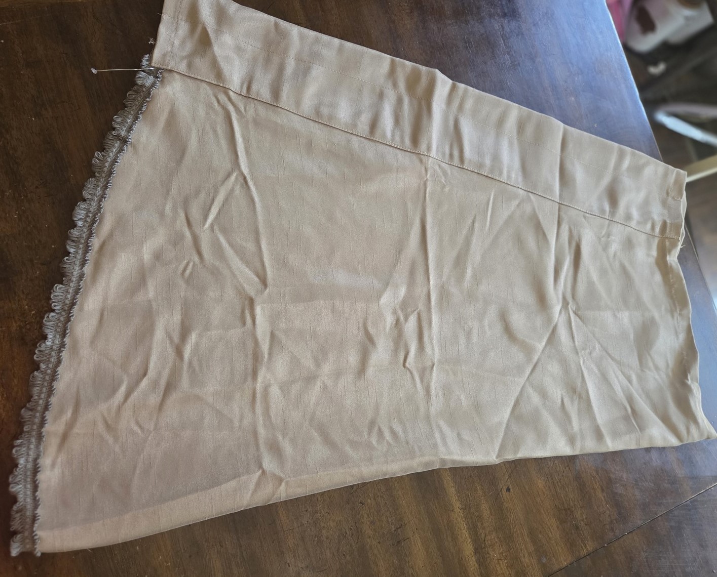 New Gold Fringed Curved Dual Rod Pocket Swag Curved Curtain Panel