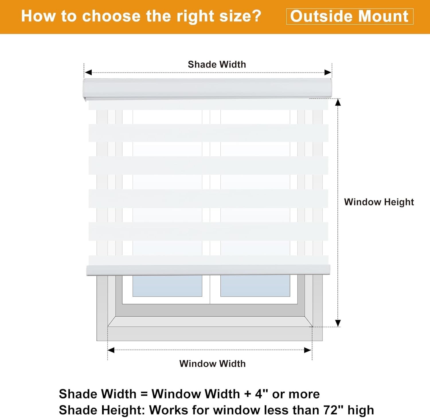 Persilux Cordless Zebra Blinds White 18×72 Light Filtering Roller Shade