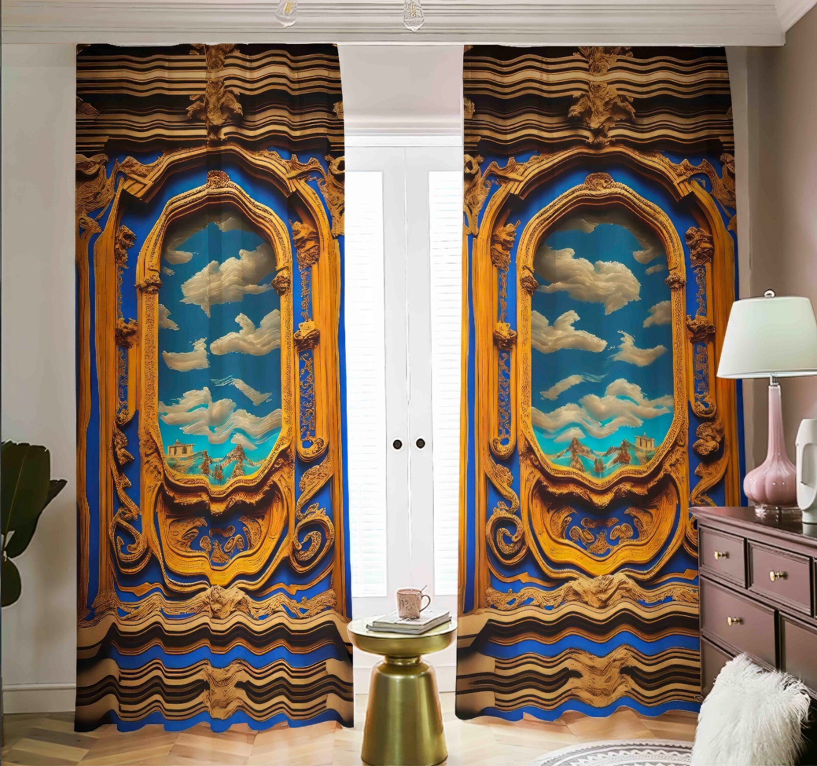 Surrealistism Baroque Sky Window Frames Blackout Curtains Drapes Shades Lodge