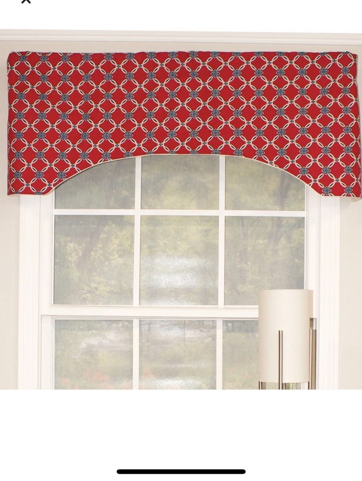 Darby Home Co. Scalloped Window Valance Red Blue Geometric Cotton Blend 15”x51”