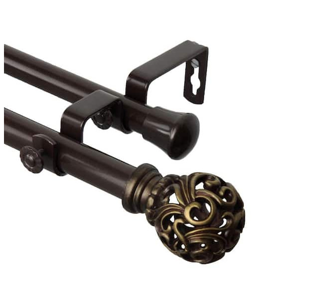 66 in. – 120 in. Adora Double Curtain Rod in Cocoa