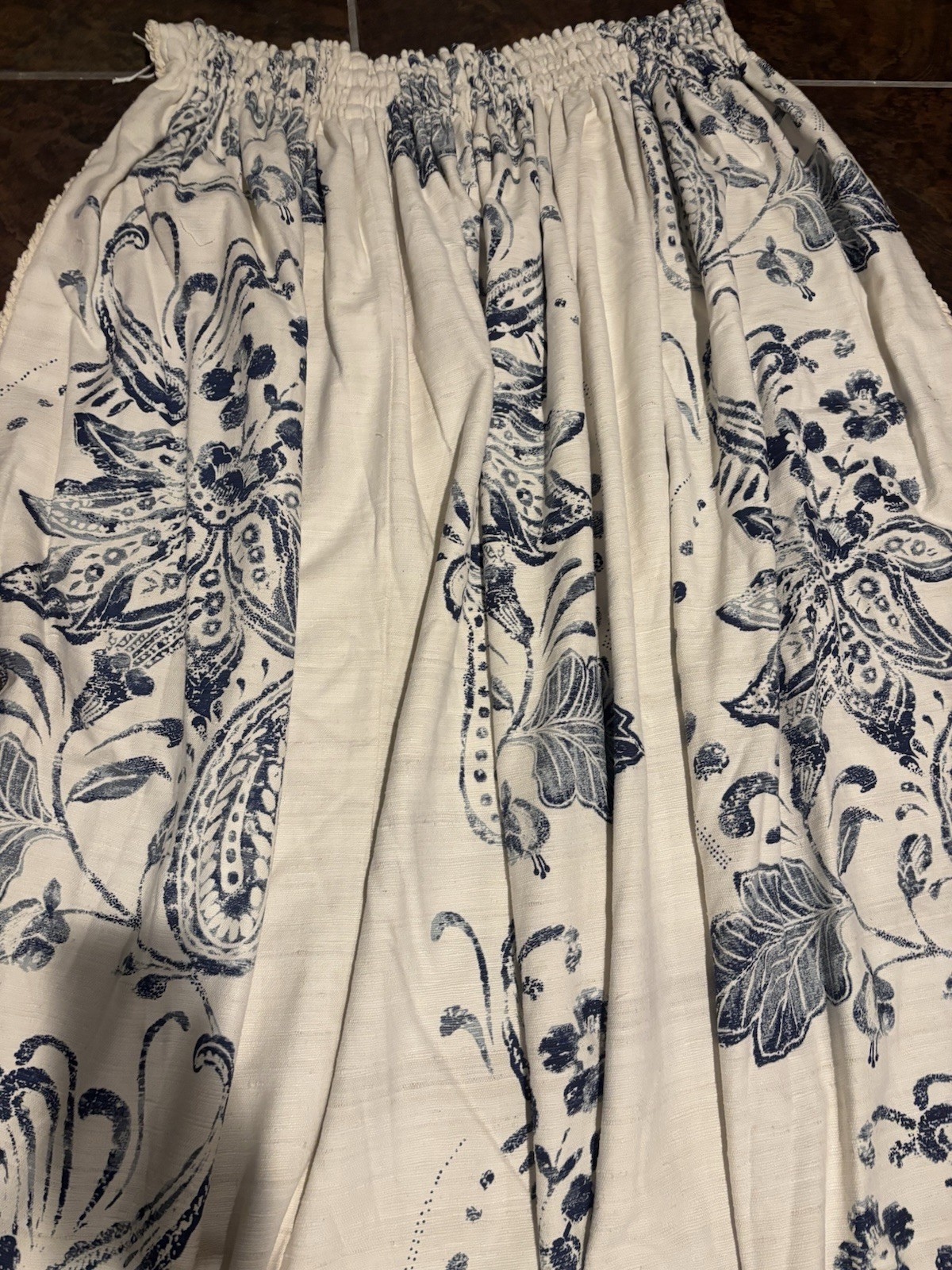 Blue & White Indigo Floral Paisley Curtain Panels Set Of Four In Great Condition