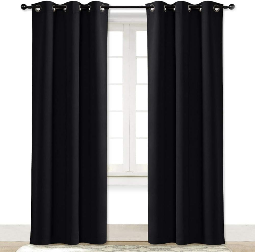 Soundproof Blackout Curtain Panel 42×84 Thermal Insulated Grommet Black