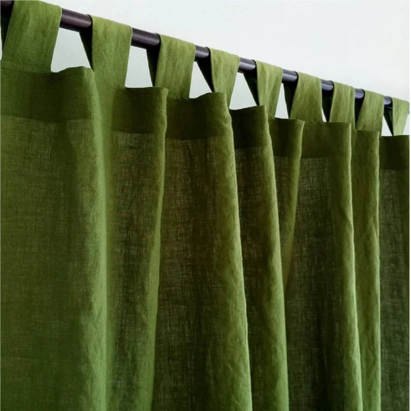 Moss Green Cotton Curtains Handmade Cotton Curtains Soft Cotton Curtains 2 panel