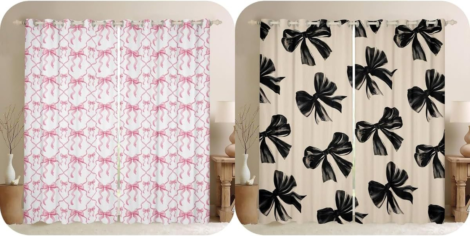 Charming Bow Blackout Curtains for Kids, Teens & Adults – Perfect for Any Room