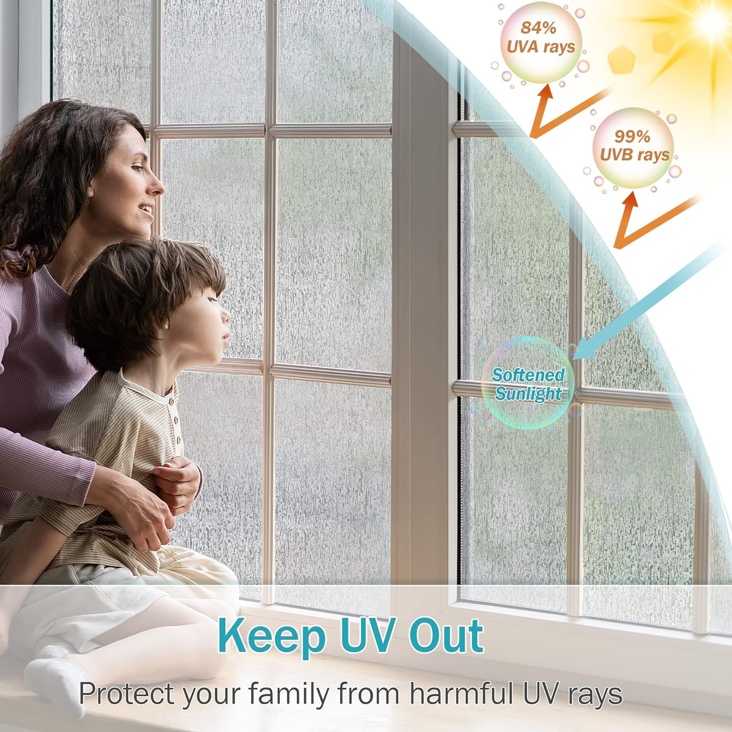 Rain Glass Window Film Privacy Static Window Clings Decorative Glass Sticker for
