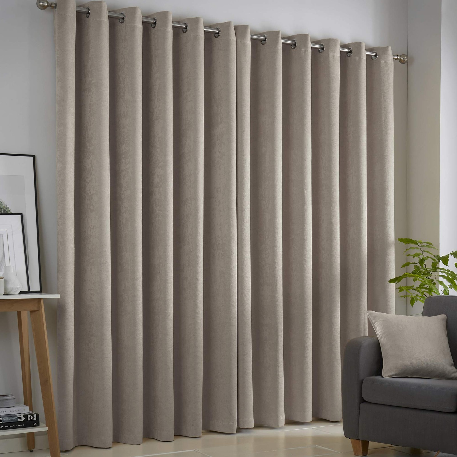 Strata – Blockout Eyelet Curtains, 168 x 137 cm, Natural, Natural