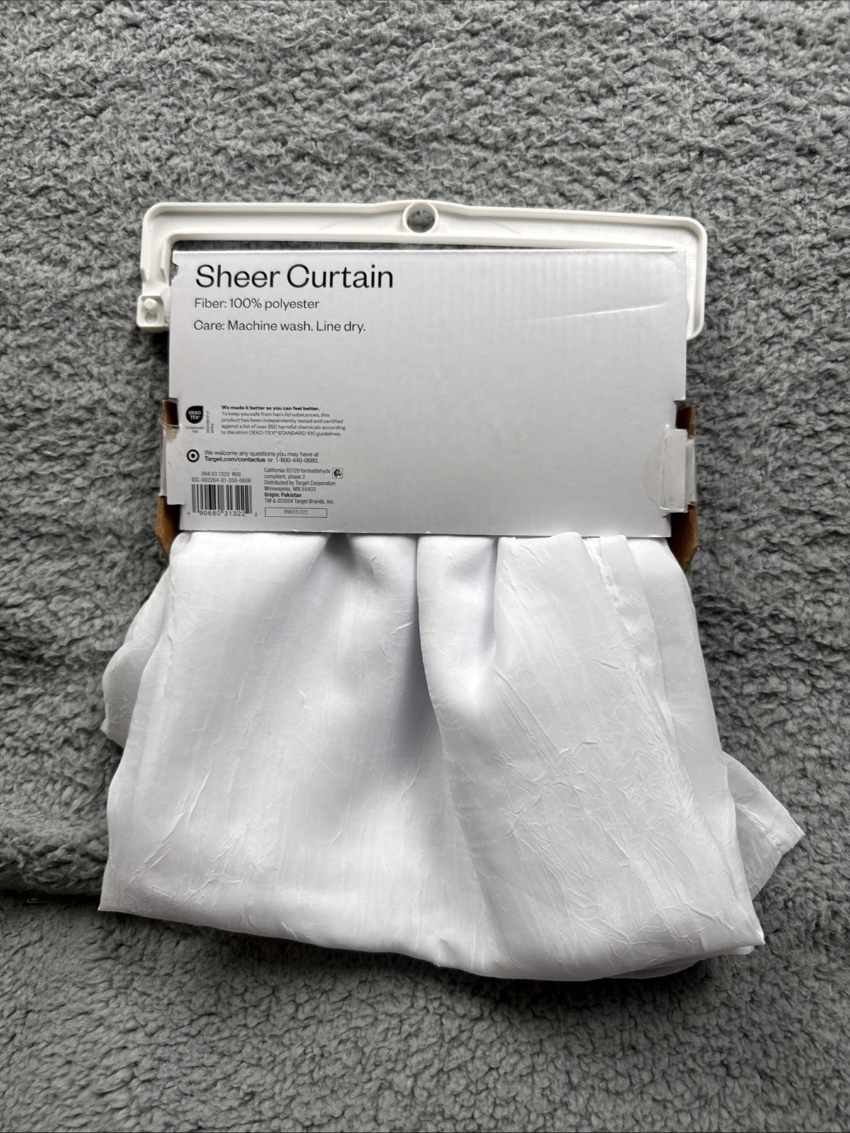 Room Essentials 1pc Sheer Crinkle Window Curtain Panel White 40″W X 84″L
