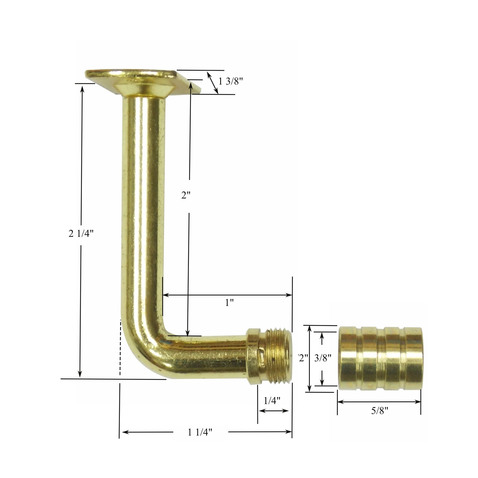 2″ Projection OUTSIDE MOUNT Brass EXTENSION BRACKETS for 3/8″ Rodding (1-Pair)
