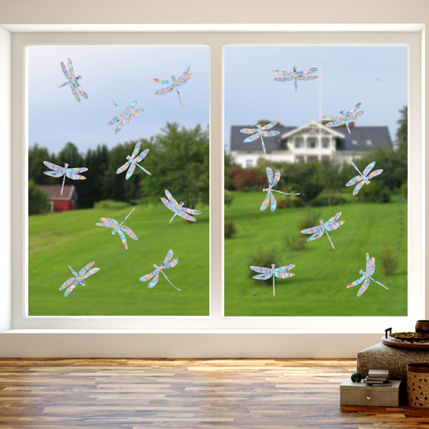 30 Pieces Dragonfly Anti-Collision Window Clings – Glass Reminder Prism Decals –