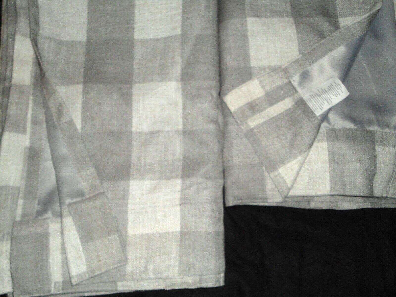 RALPH LAUREN VIENNA GINGHAM CHECKS GRAY & WHITE (2) PANELS CURTAINS 50 X 82