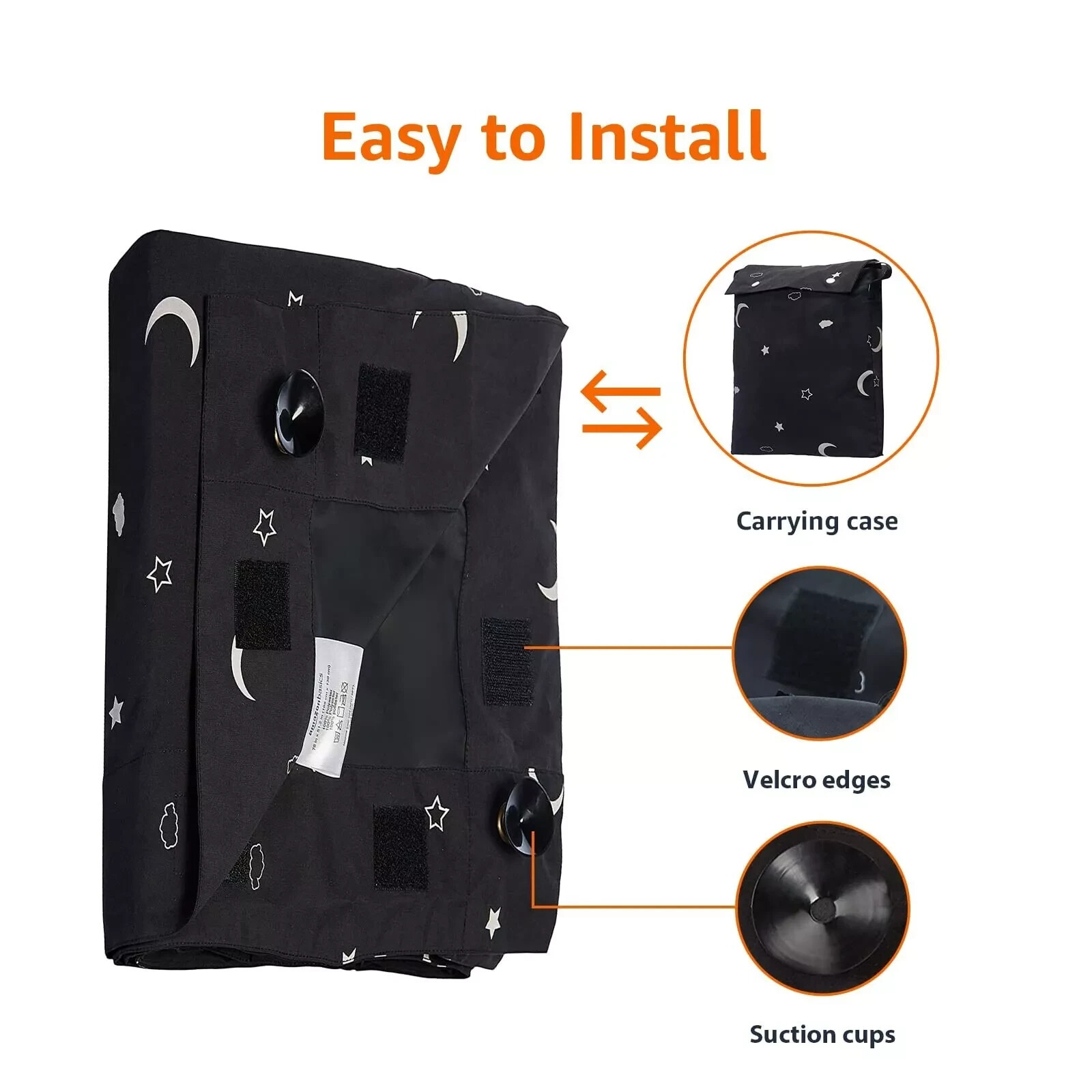 Amazon Basics Portable Window Blackout Curtain Shade with Suction Cups for Tr…