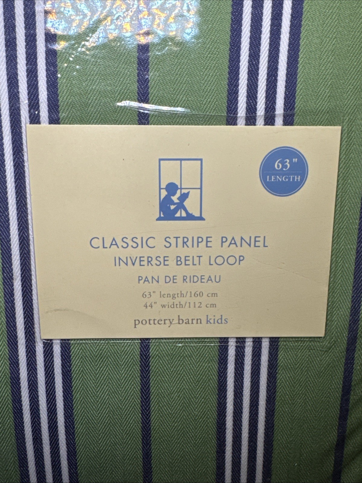 2 GREEN Pottery Barn Kids Classic Stripe Panel Inverse Belt Loop 63″ L / 44″W