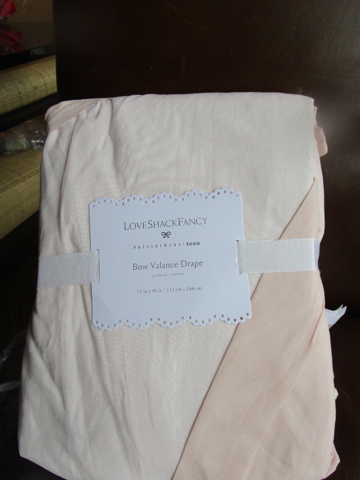 2 Pottery Barn Teen LoveShackFancy Oversized bow blush Curtains light filter 96